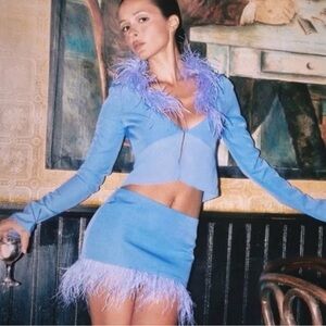 Danielle Guizio periwinkle feather top
New without tags